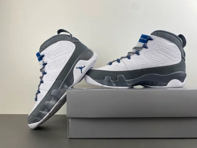Air Jordan 9 White Gray Navy Basketball Shoes 14