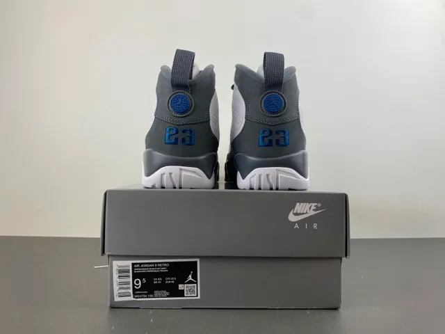 Air Jordan 9 White Gray Navy Basketball Shoes 17