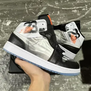 Air Jordan Black Silver High-Top Metallic Panel Basketball Shoes