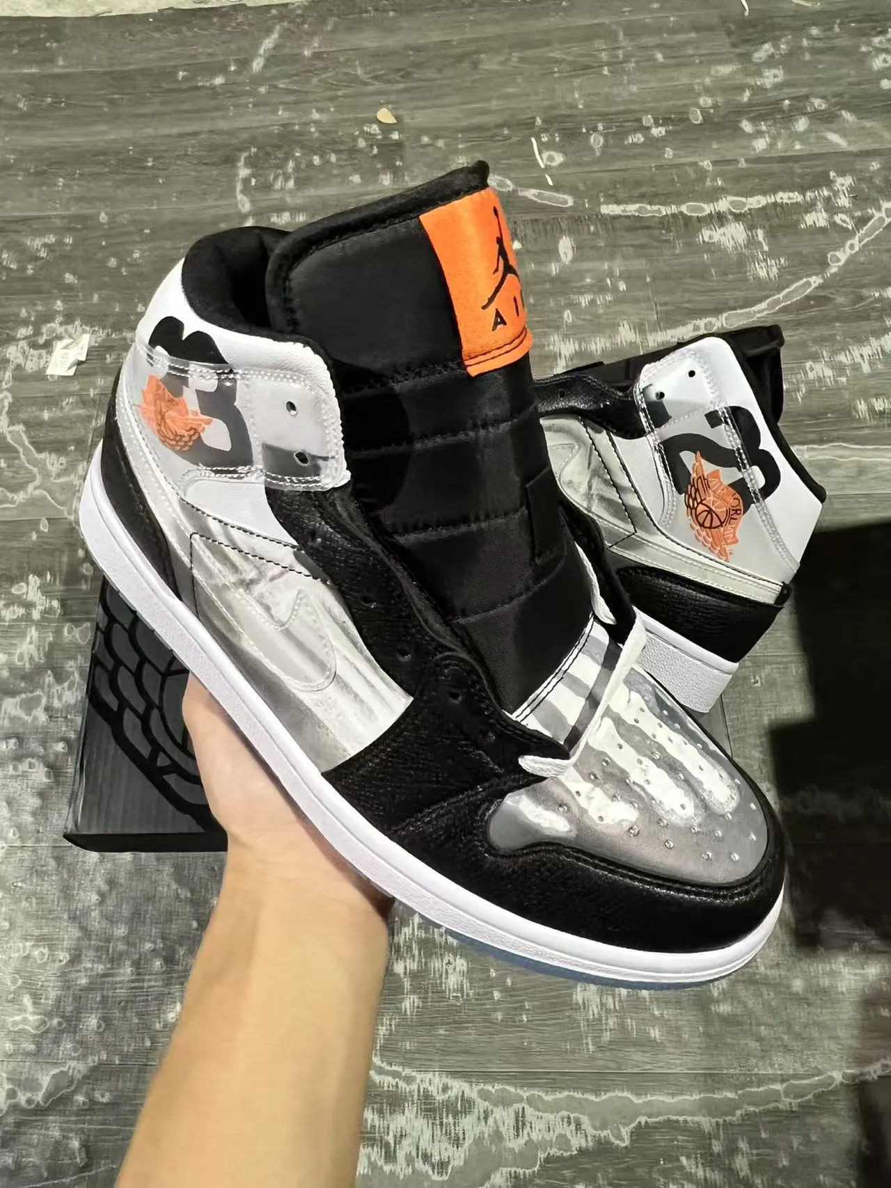 Air Jordan Black Silver High-Top Metallic Panel Basketball Shoes 2
