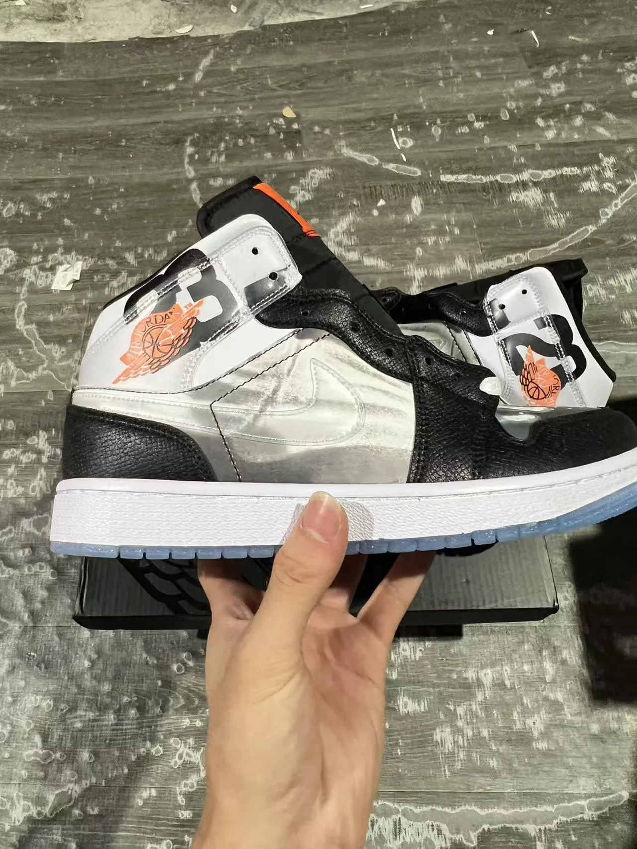 Air Jordan Black Silver High-Top Metallic Panel Basketball Shoes 7
