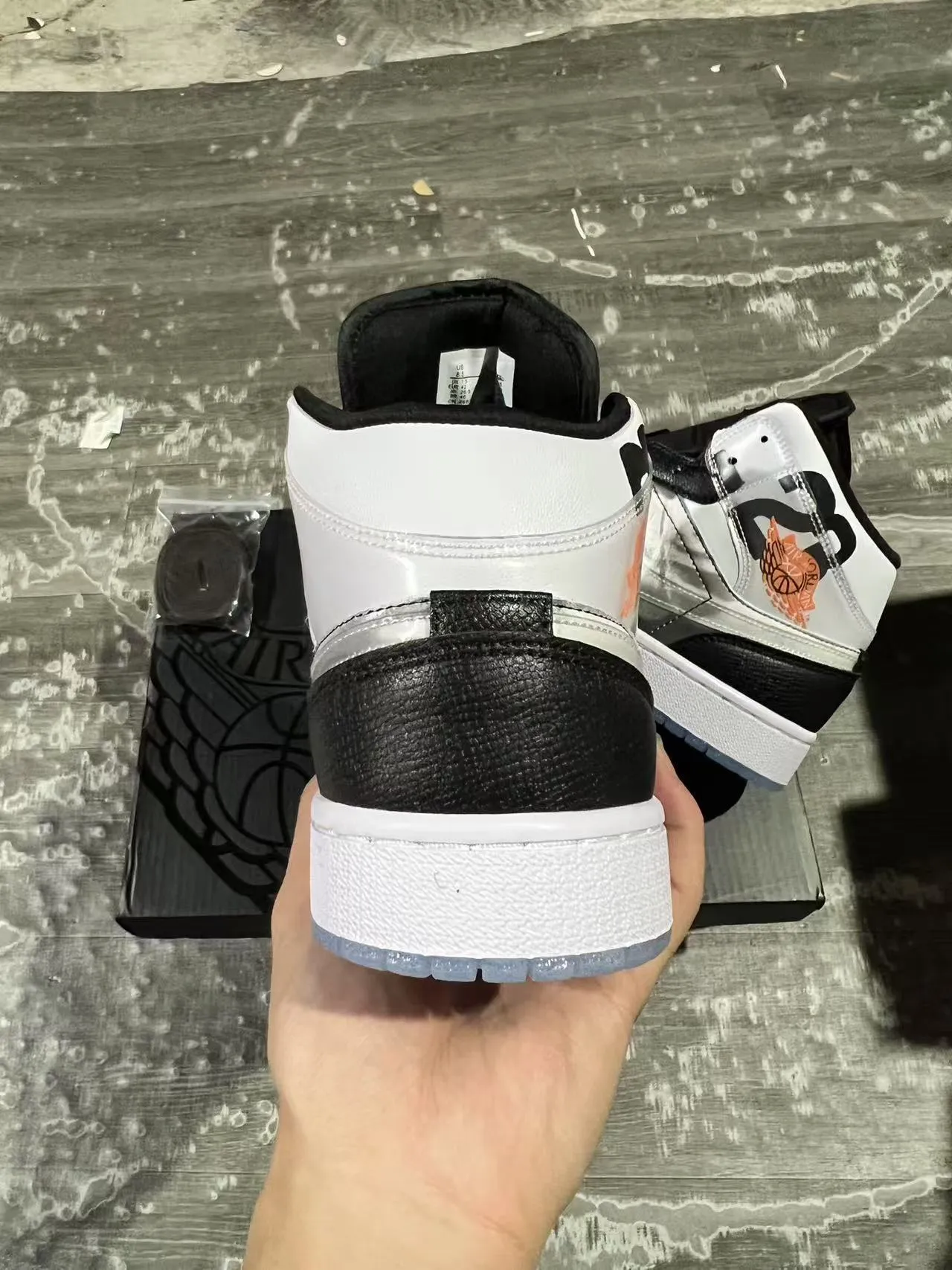 Air Jordan Black Silver High-Top Metallic Panel Basketball Shoes 8