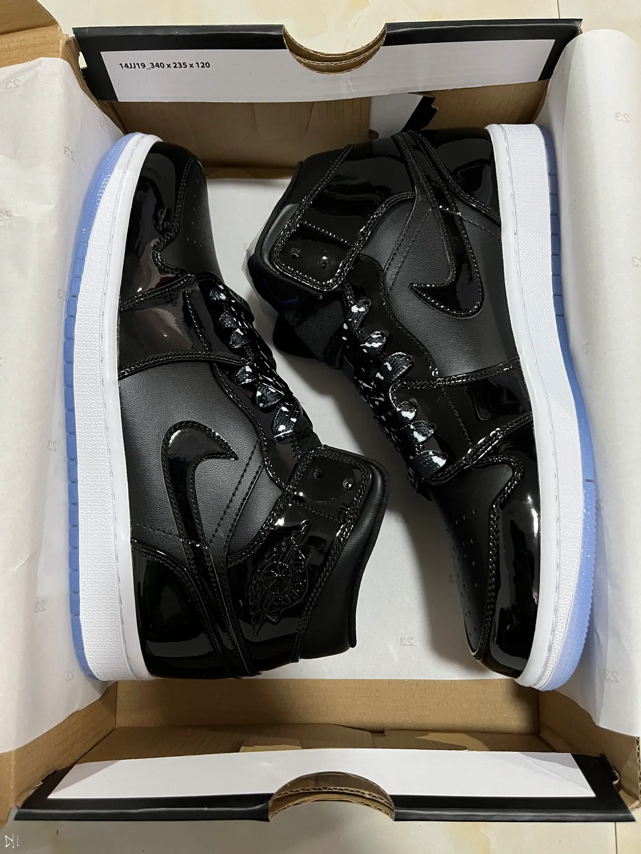 Air Jordan Black White Glossy Patent Leather Upper High-Top Silhouette Basketball Shoes 8