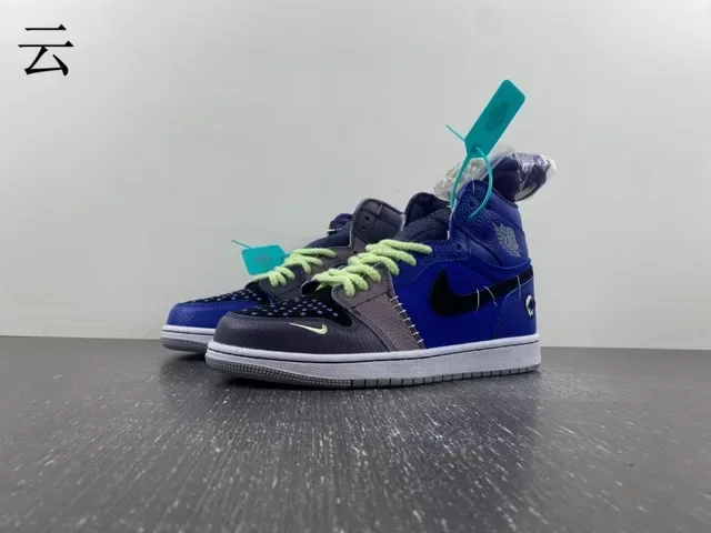 Air Jordan Blue Gray High Top Patchwork Upper Tênis de Basquete 2
