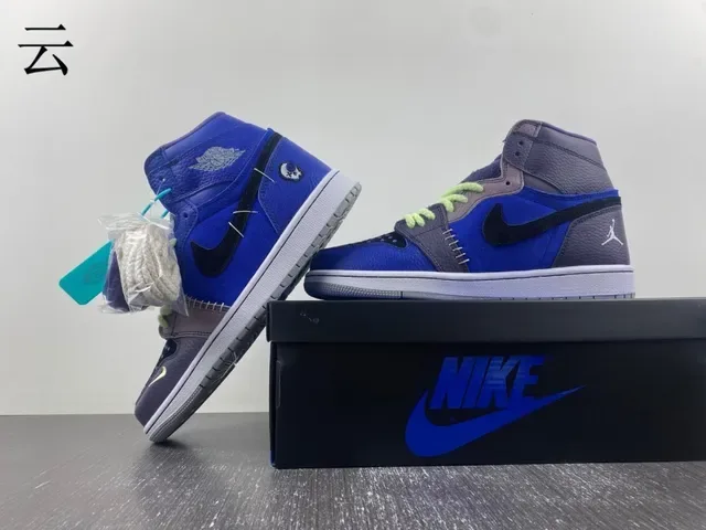Air Jordan Blue Gray High Top Patchwork Upper Tênis de Basquete 4