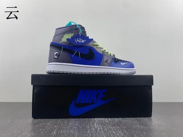Air Jordan Blue Gray High Top Patchwork Upper Tênis de Basquete 6