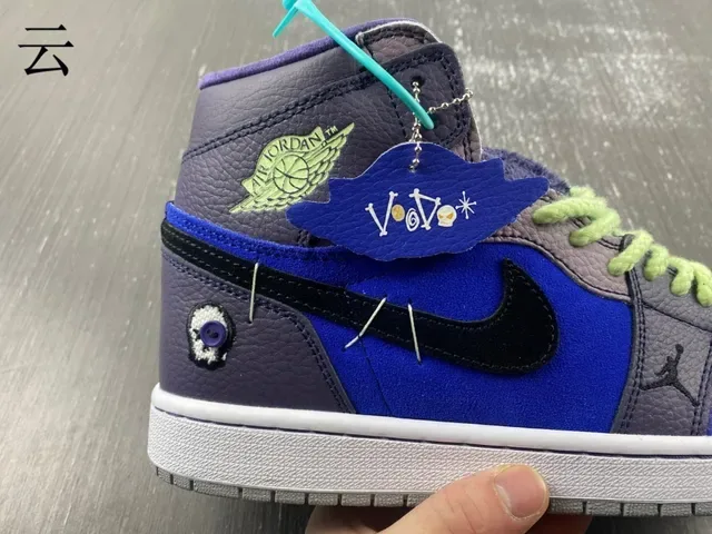 Air Jordan Blue Gray High Top Patchwork Upper Tênis de Basquete 8