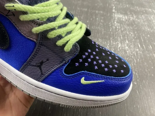 Air Jordan Blue Gray High Top Patchwork Upper Tênis de Basquete 14