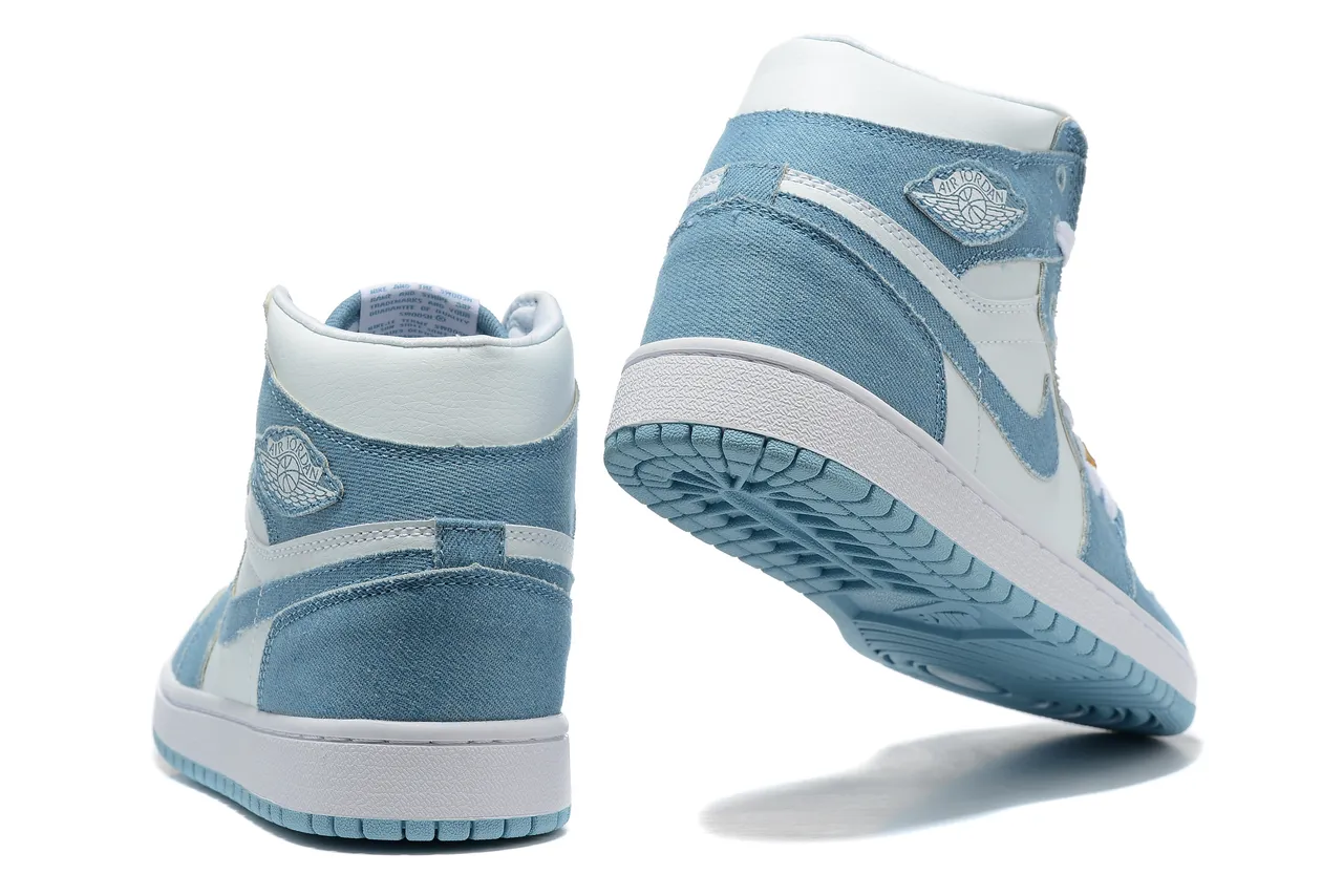 Air Jordan Blue White Denim-Textile Upper Leather Overlays Basketball Shoes 4