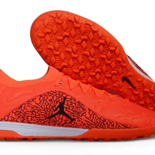 Air Jordan Orange Black Molded Turf Outsole Textured Synthetic Upper Indoor Soccer Shoes