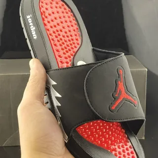 Air Jordan Slide Black and Red Podded Footbed Slipper