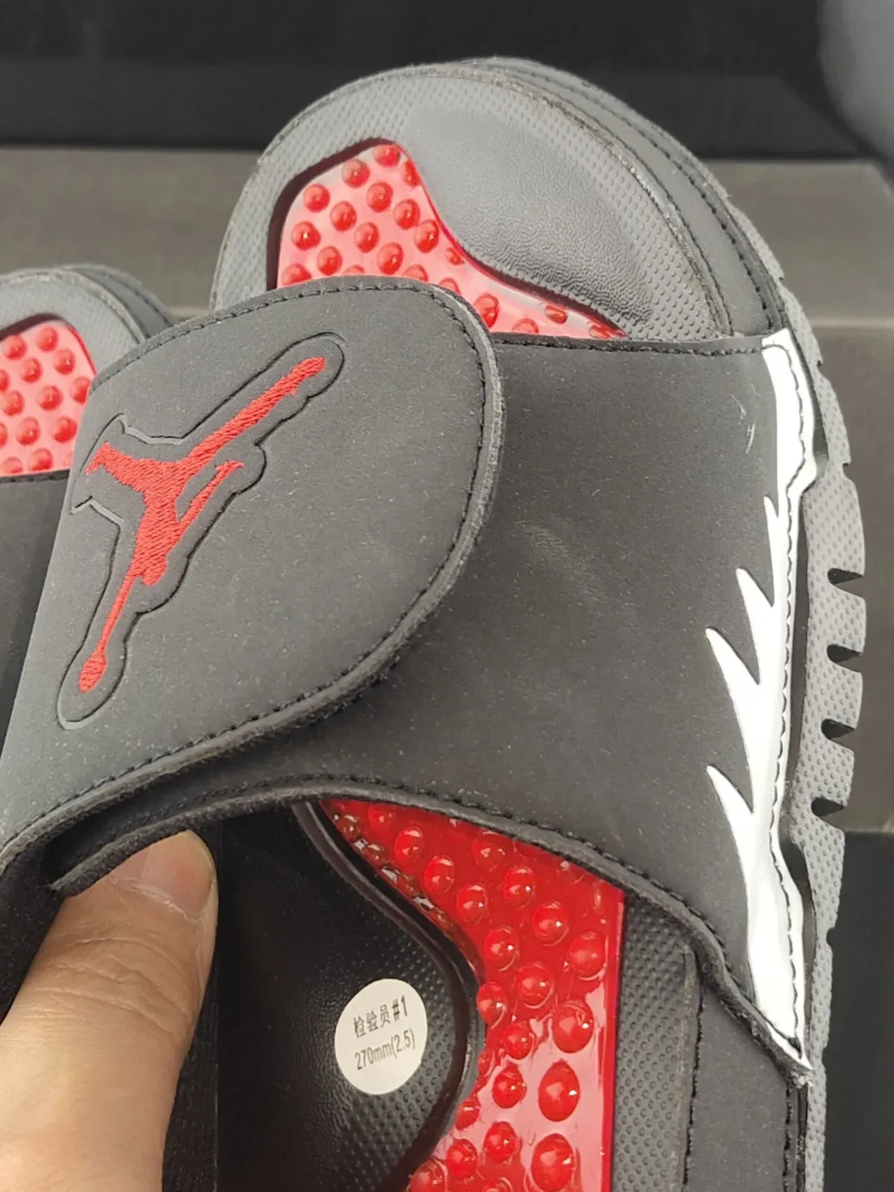Air Jordan Slide Black and Red Podded Footbed Slipper 6