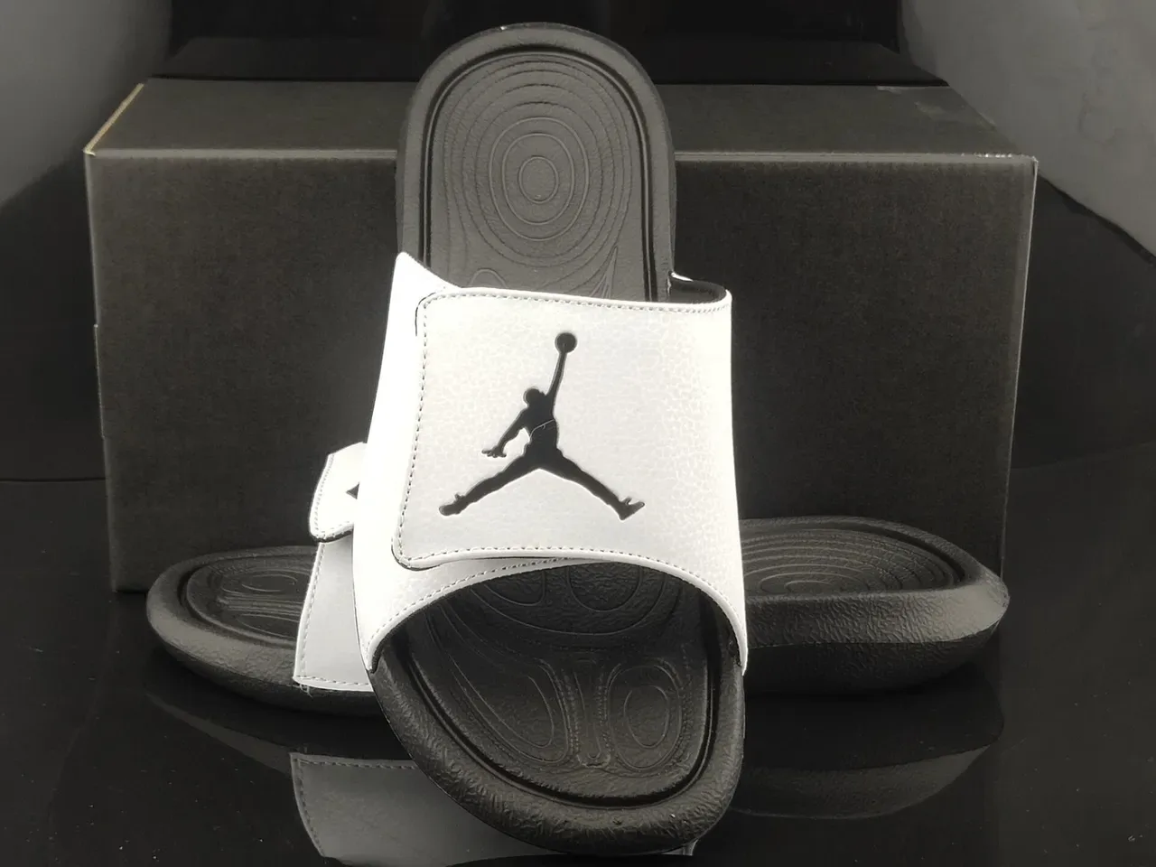 Air Jordan Slide White and Black Slippers 2