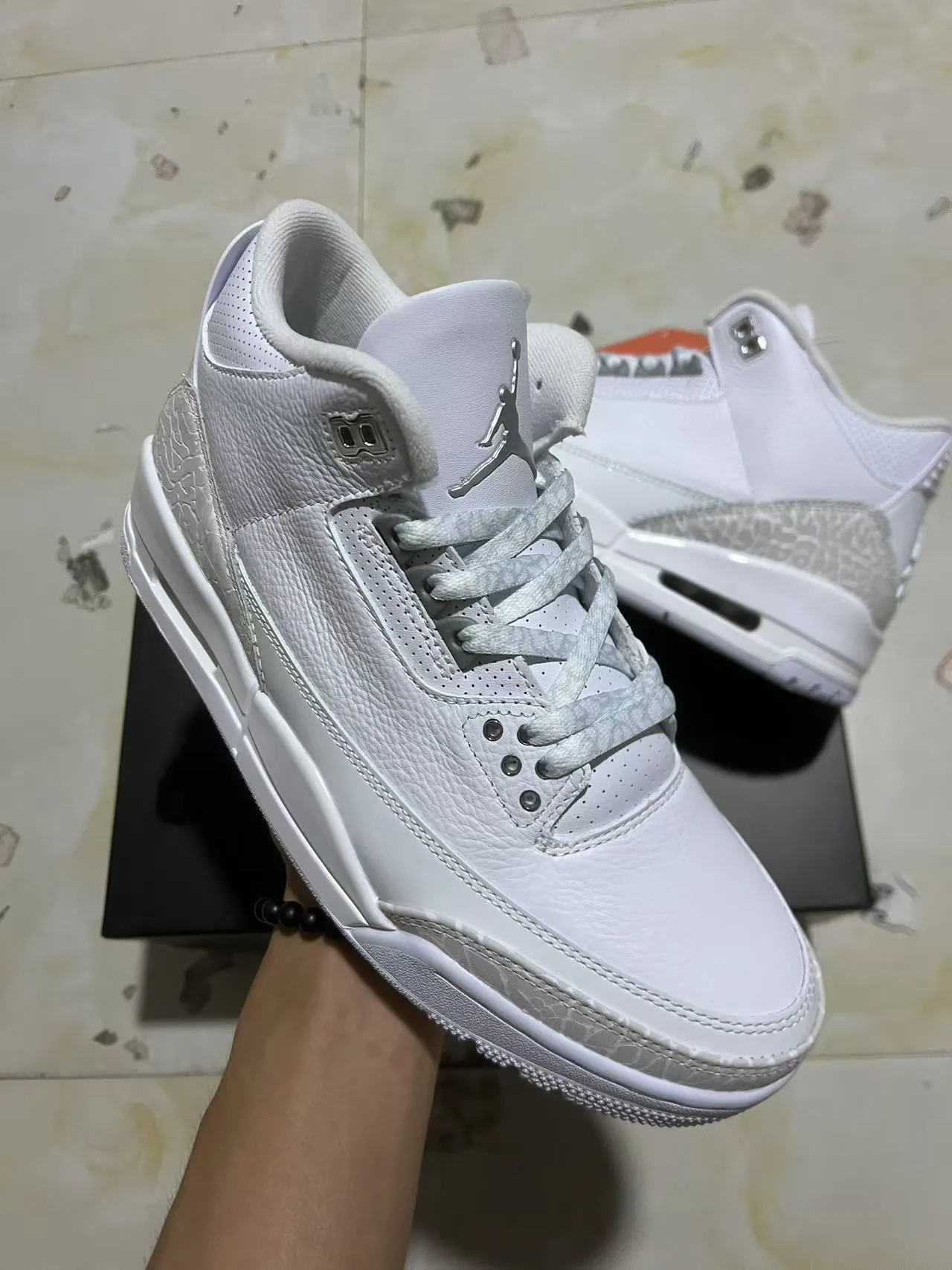 Air Jordan White Gray High-Top Elephant Print Basketball Shoes 2