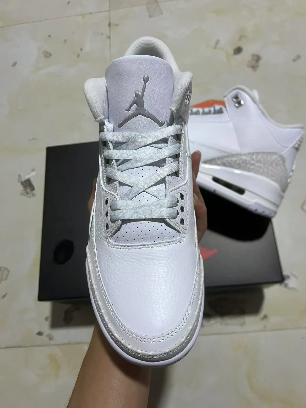 Air Jordan White Gray High-Top Elephant Print Basketball Shoes 3