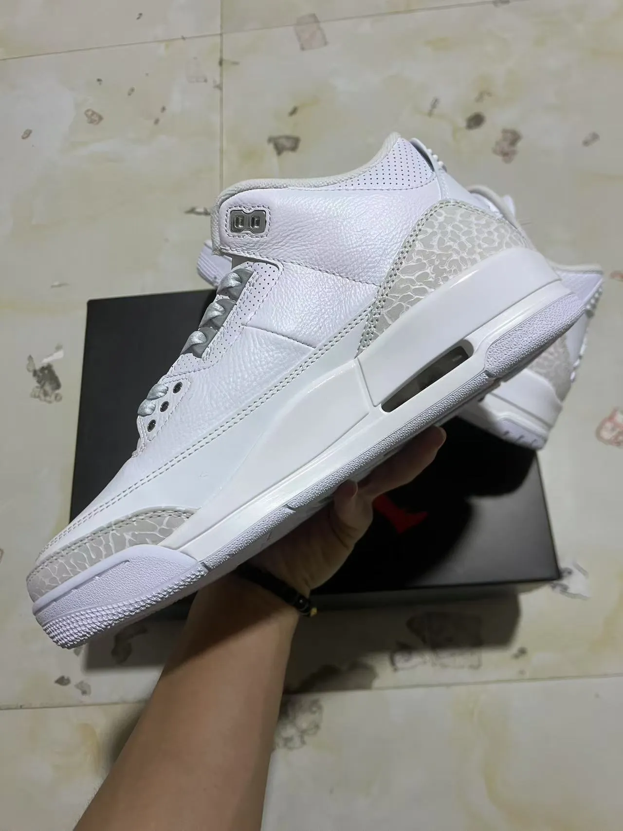 Air Jordan White Gray High-Top Elephant Print Basketball Shoes 5