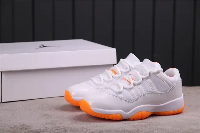 Air Jordan White Orange Low-Top Patent Leather Toe Cap Basketball Shoes 2