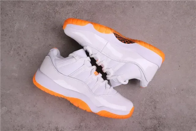 Air Jordan White Orange Low-Top Patent Leather Toe Cap Basketball Shoes 6
