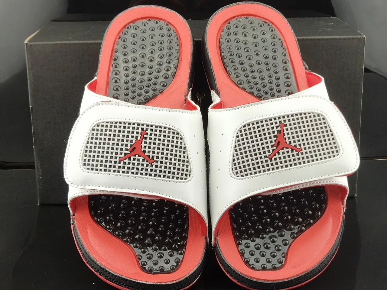 Air Jordan White Pink Leather-Like Strap Footbed Slippers 5