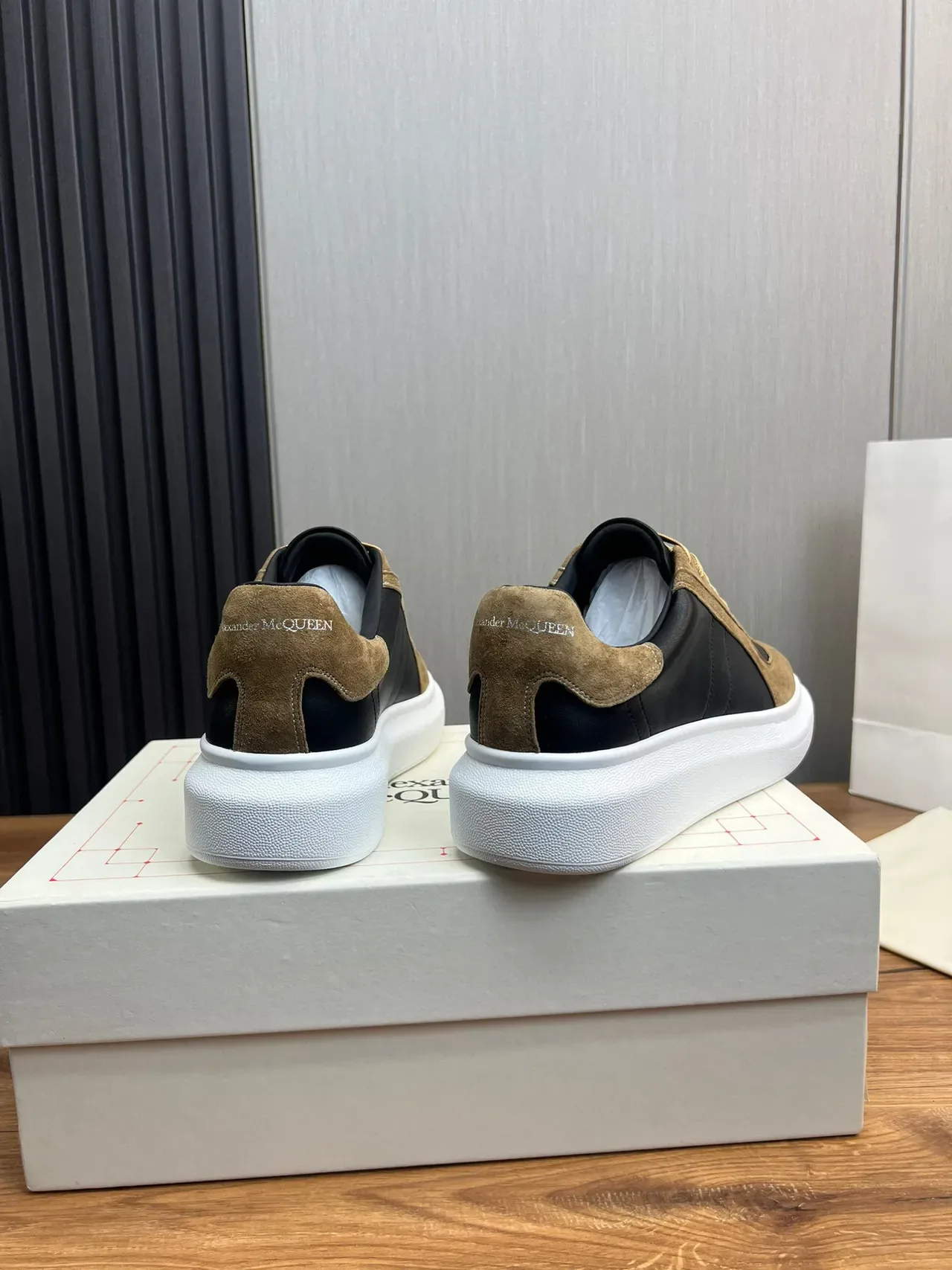 Alexander McQueen Oversized Sneaker Black and Tan Chunky Sneakers 5