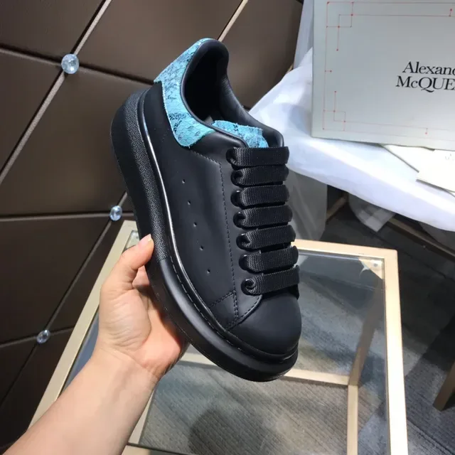 Alexander McQueen Oversized Sneaker Black Blue Platform Sole Leather Upper Lifestyle Sneakers 3