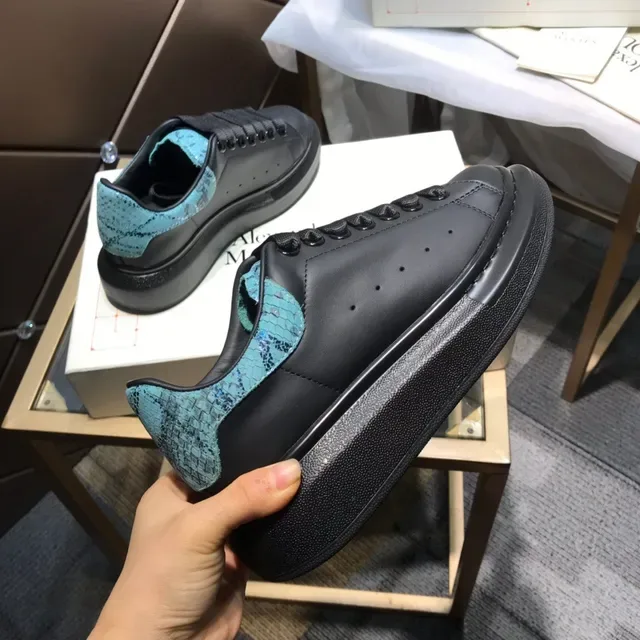 Alexander McQueen Oversized Sneaker Black Blue Platform Sole Leather Upper Lifestyle Sneakers 5