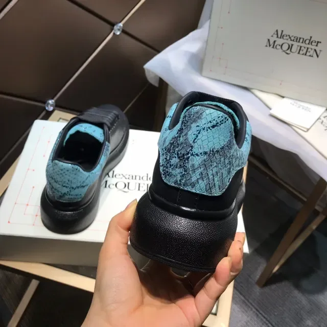 Alexander McQueen Oversized Sneaker Black Blue Platform Sole Leather Upper Lifestyle Sneakers 6