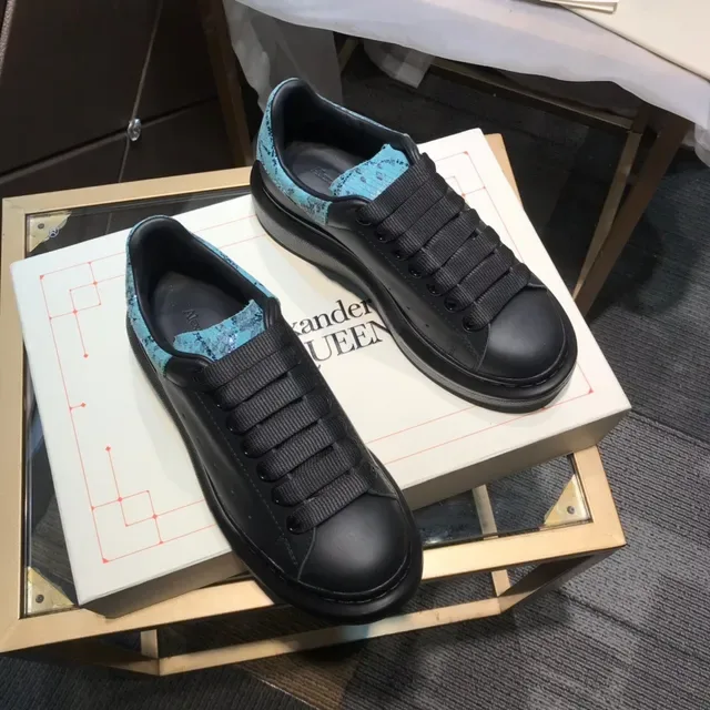 Alexander McQueen Oversized Sneaker Black Blue Platform Sole Leather Upper Lifestyle Sneakers 7