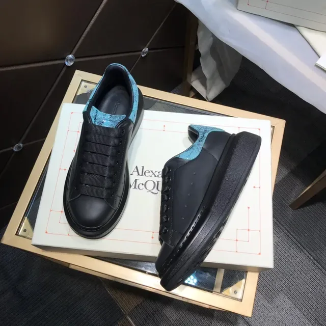 Alexander McQueen Oversized Sneaker Black Blue Platform Sole Leather Upper Lifestyle Sneakers 8