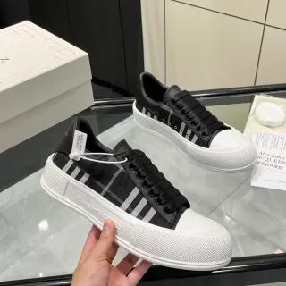 Alexander McQueen Oversized Sneaker Black Gray Plaid White Platform Lifestyle Sneakers