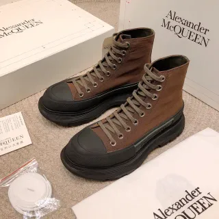 Alexander McQueen Oversized Sneaker Brown Canvas Ankle Boots