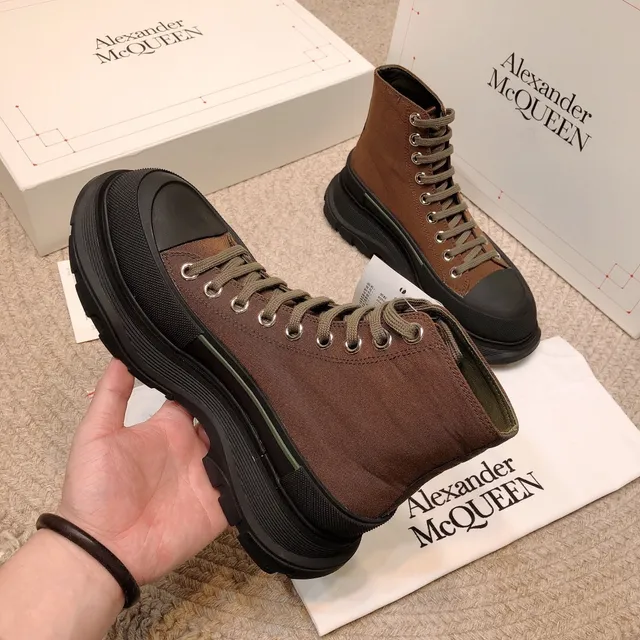 Alexander McQueen oversized sneaker marrón lona botas de tobillo 3