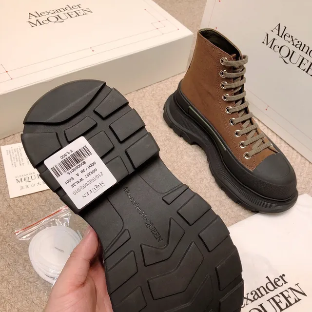 Alexander McQueen oversized sneaker marrón lona botas de tobillo 4