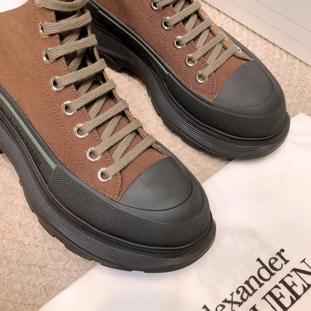 Alexander McQueen oversized sneaker marrón lona botas de tobillo 5