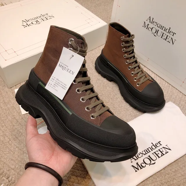 Alexander McQueen oversized sneaker marrón lona botas de tobillo 6