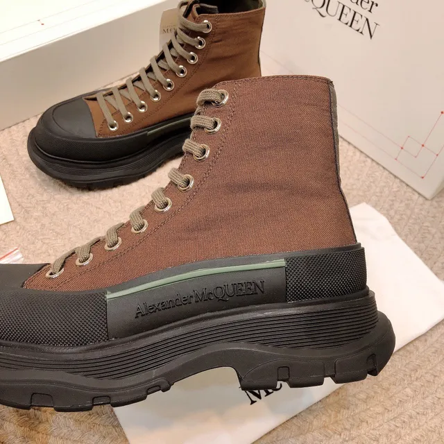 Alexander McQueen oversized sneaker marrón lona botas de tobillo 7