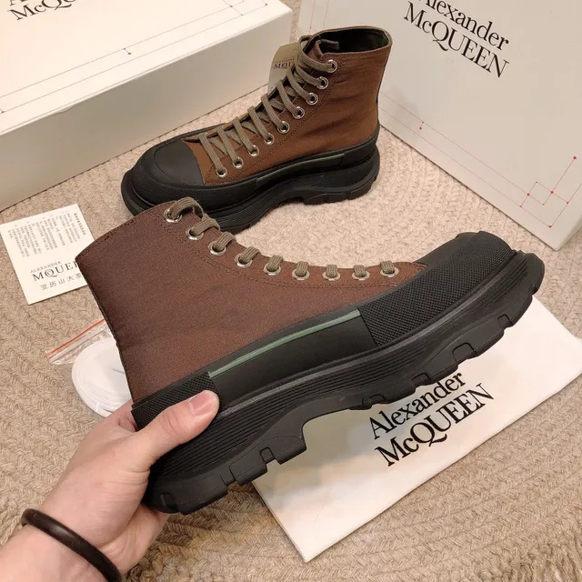 Alexander McQueen oversized sneaker marrón lona botas de tobillo 8