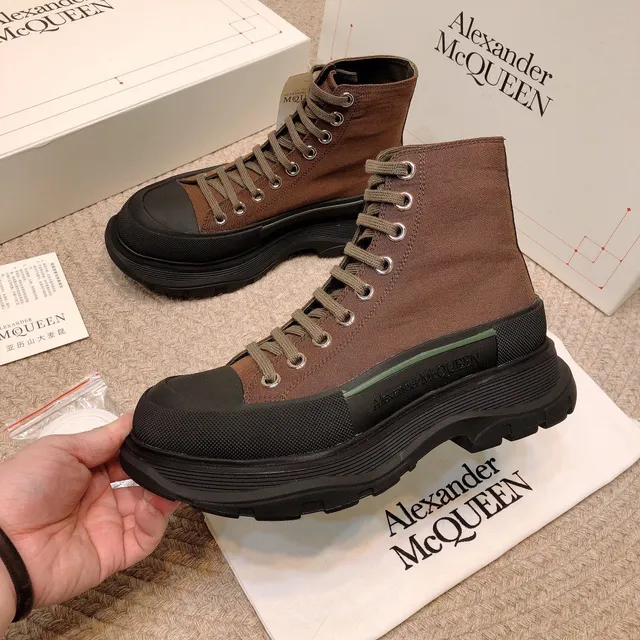 Alexander McQueen oversized sneaker marrón lona botas de tobillo 9