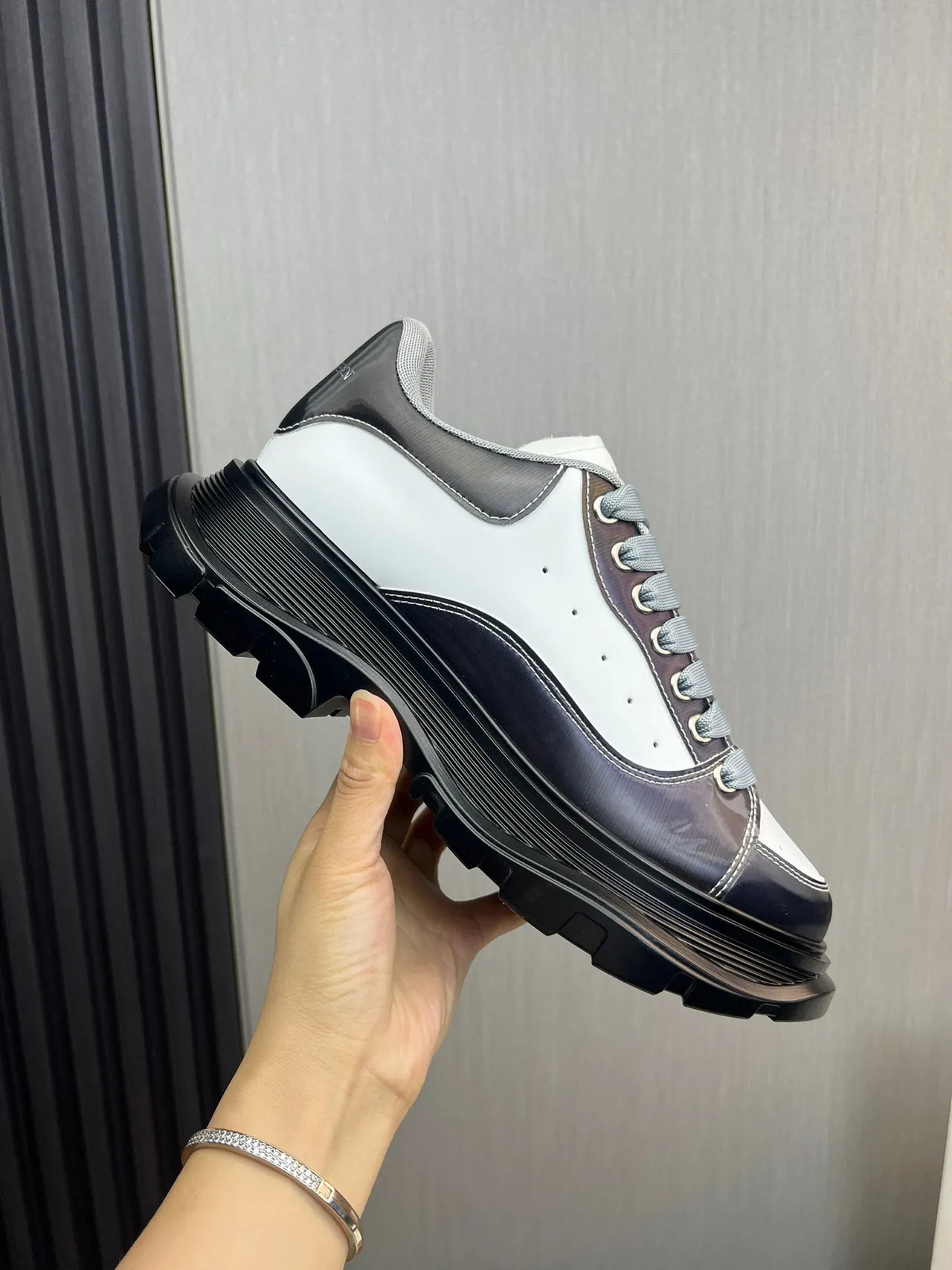 Alexander McQueen Oversized Sneaker White Black Gray Chunky Sneakers 5