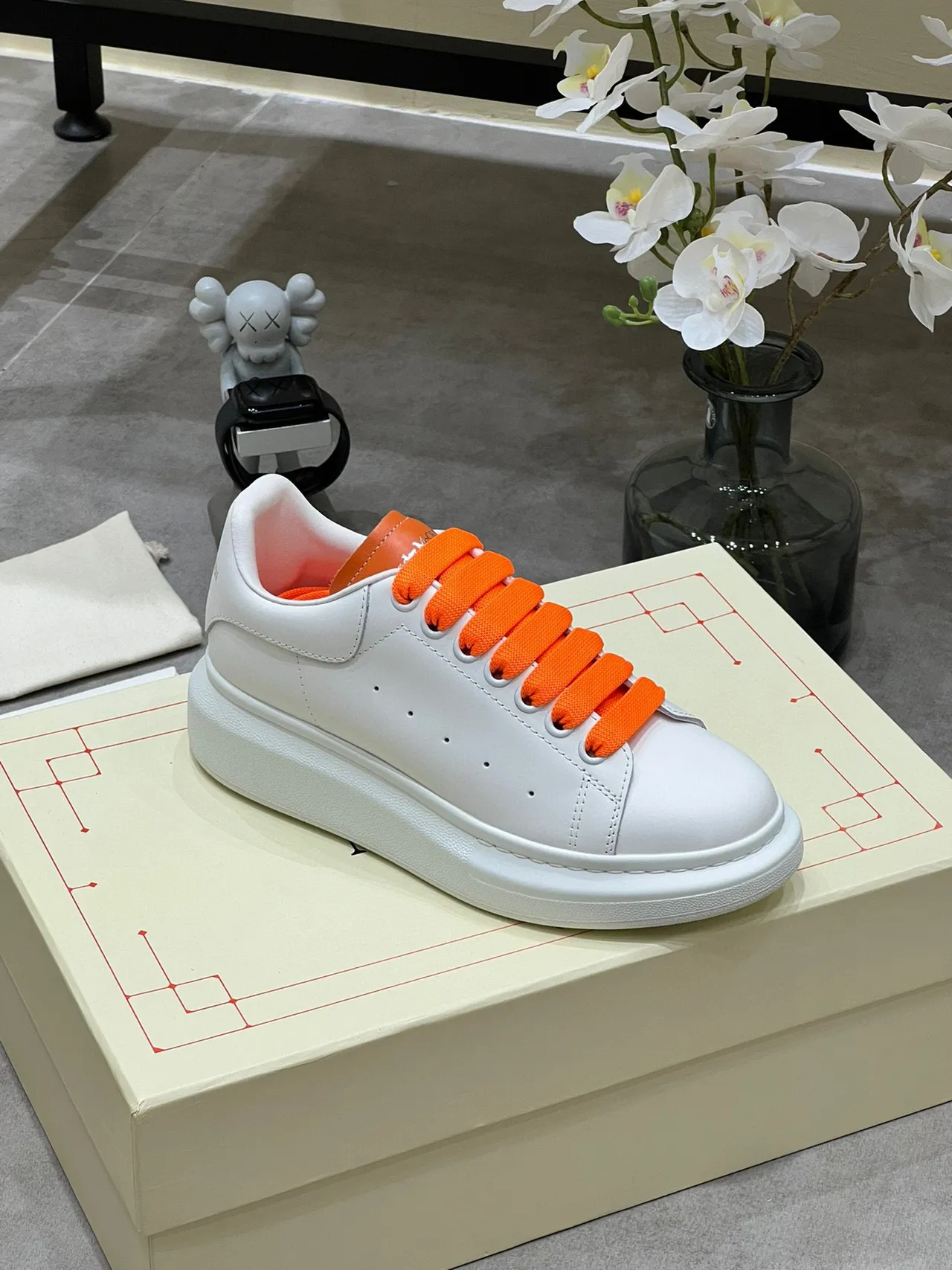 Alexander McQueen Oversized Sneaker White Orange Lifestyle Sneakers 2