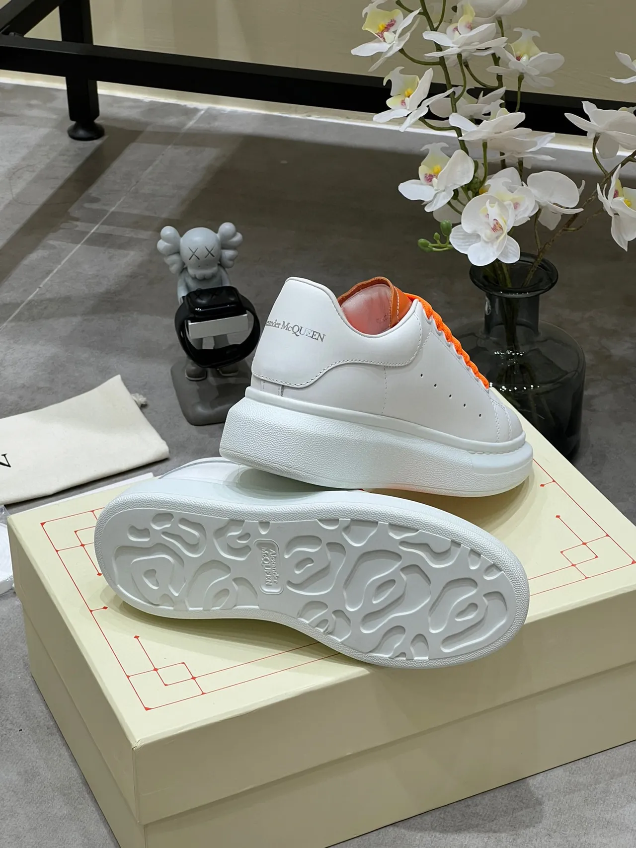 Alexander McQueen Oversized Sneaker White Orange Lifestyle Sneakers 3