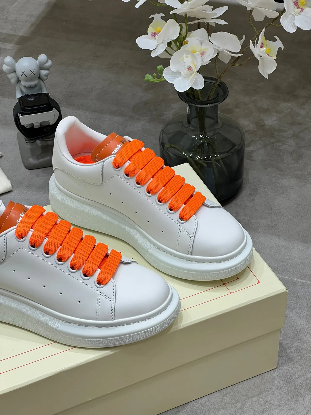 Alexander McQueen Oversized Sneaker White Orange Lifestyle Sneakers 4