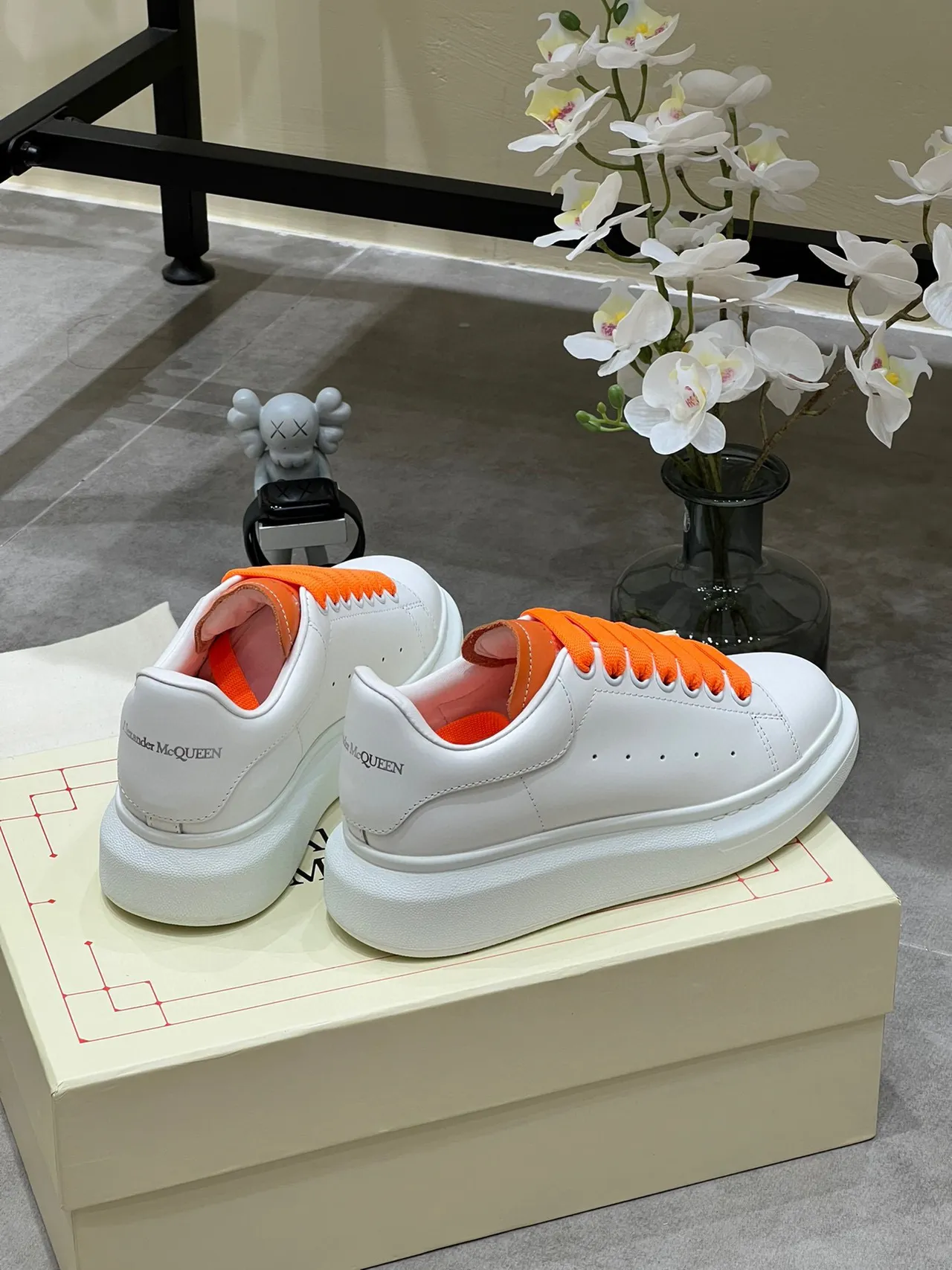 Alexander McQueen Oversized Sneaker White Orange Lifestyle Sneakers 5