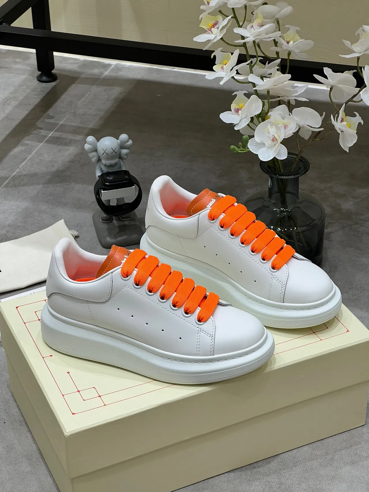 Alexander McQueen Oversized Sneaker White Orange Lifestyle Sneakers 7