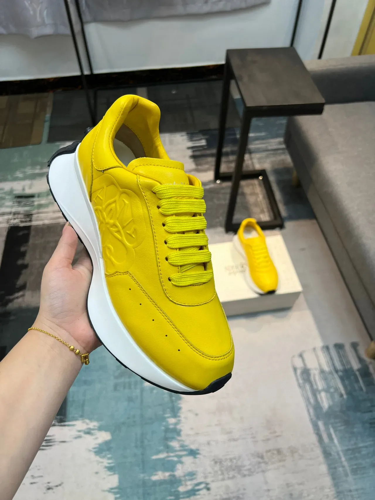 Alexander McQueen Oversized Sneaker Yellow Leather Lifestyle Sneakers 6