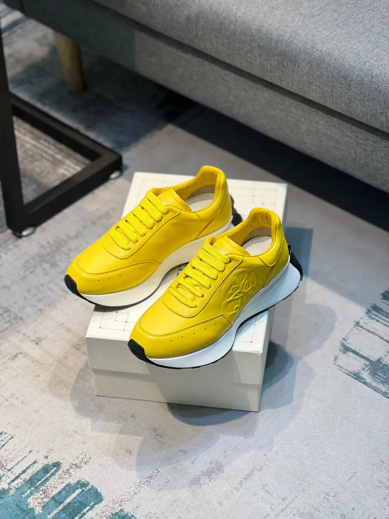Alexander McQueen Oversized Sneaker Yellow Leather Lifestyle Sneakers 7