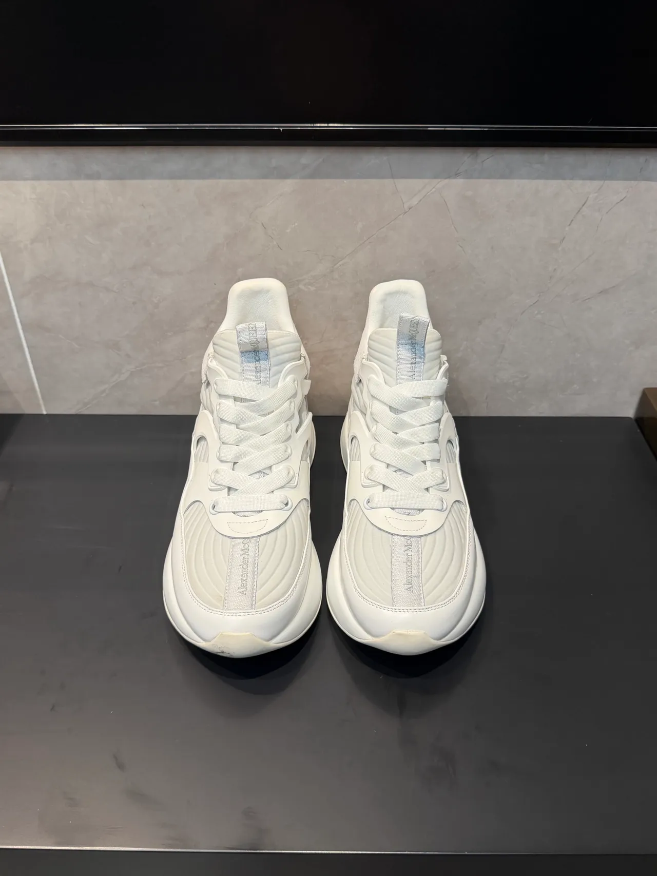 Alexander McQueen White Oversized Platform Sole Deconstructed Upper Chunky Sneakers 2
