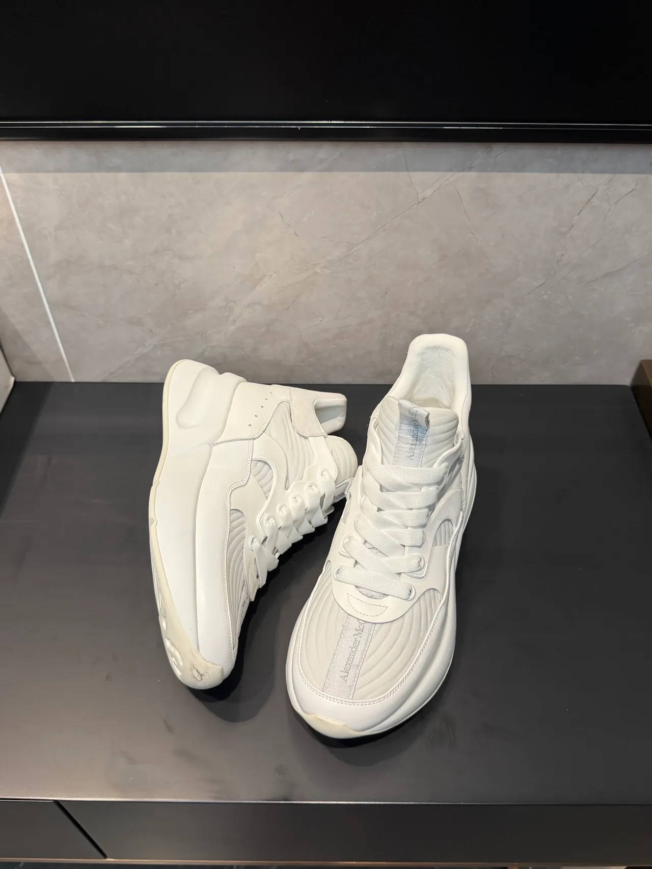 Alexander McQueen White Oversized Platform Sole Deconstructed Upper Chunky Sneakers 3
