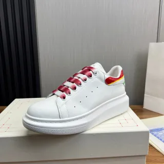 Alexander McQueen White Red Oversized Platform Sole Gradient Satin Laces Lifestyle Sneakers