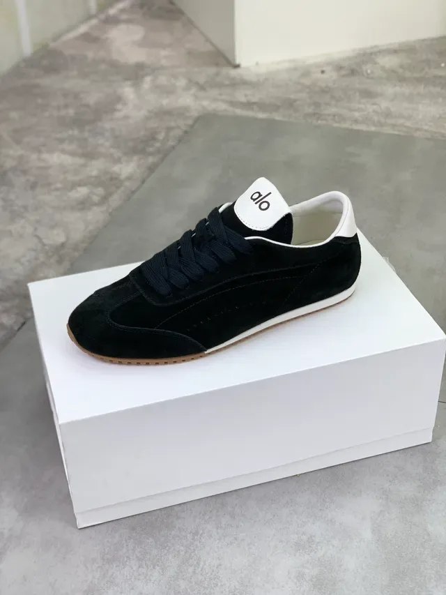Alo Black Suede Retro Runner Lifestyle Sneakers 4
